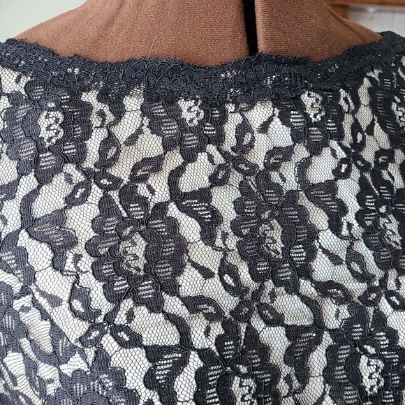 Black Lace Formal Gown Grad Bridesmaid Low Back with Train - Picture 13 of 15